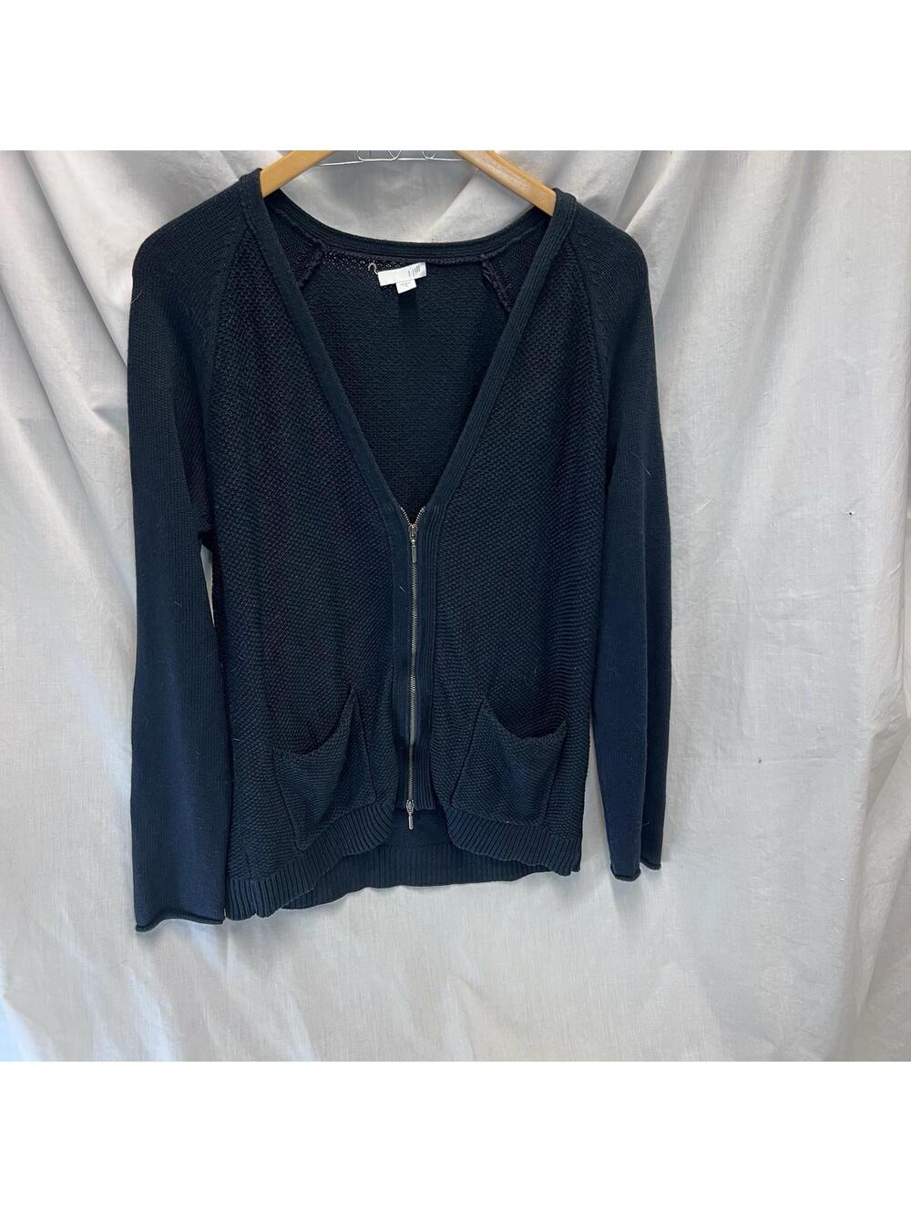 J Jill Womens Sweater Zip Cardigan Pockets Size M waffle Knit Minimalist Simple